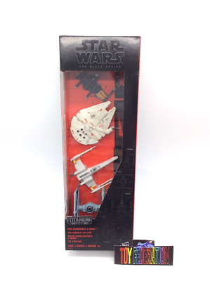 Star Wars The Black Series Titanium Series VEHICLES 4 Pack - Poe, Biggs, Falcon