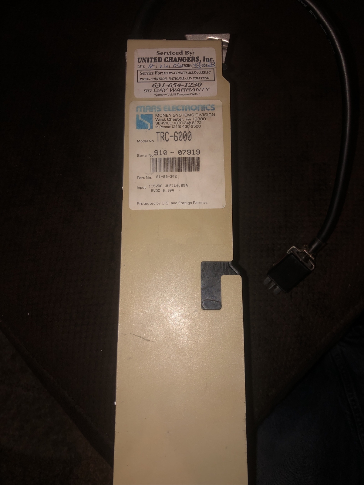 Mars Electronics TRC 6000 115V Vending Machine Coin Changer eBay