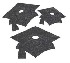 Graduation Black Glitter Assorted Cutouts 12 per Pack Paper Grad Wall Decoration