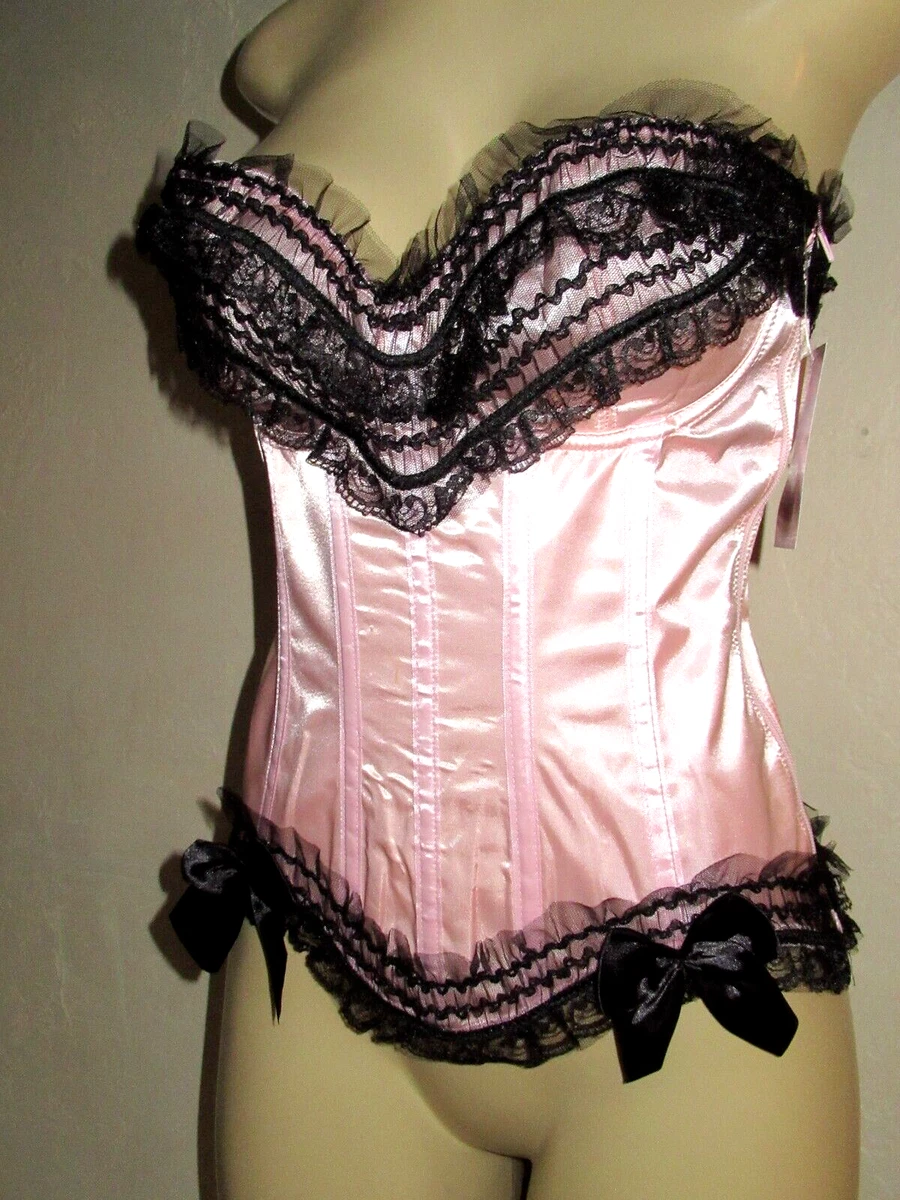 NWT STARLINE burlesque Corset Bustier top ZIPPER satin lace bow