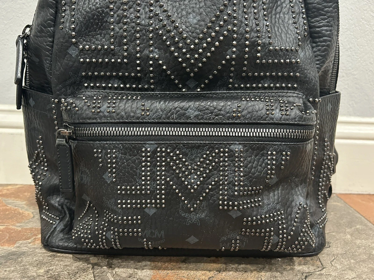 Mcm backpack black medium sale