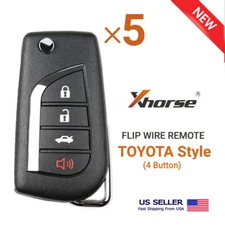 5x Xhorse Universal Wired Flip Remote Key For Toyota Style Key 4 Button XKTO10EN
