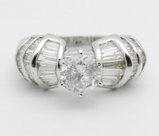14k White Gold Finish Round Cut Simulated Diamond Wedding Anniversary Ring