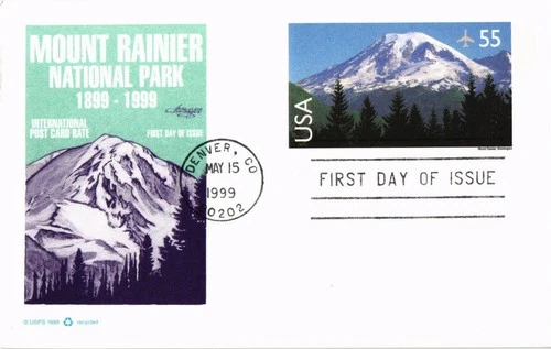 Dr Jim Stamps Mountain Rainier Int'l Post Card Rate First Day Card Artmaster