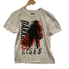 Star Wars ThinkGeek Darkness Rises Tee Splatter Print T-Shirt White Movie Cotton