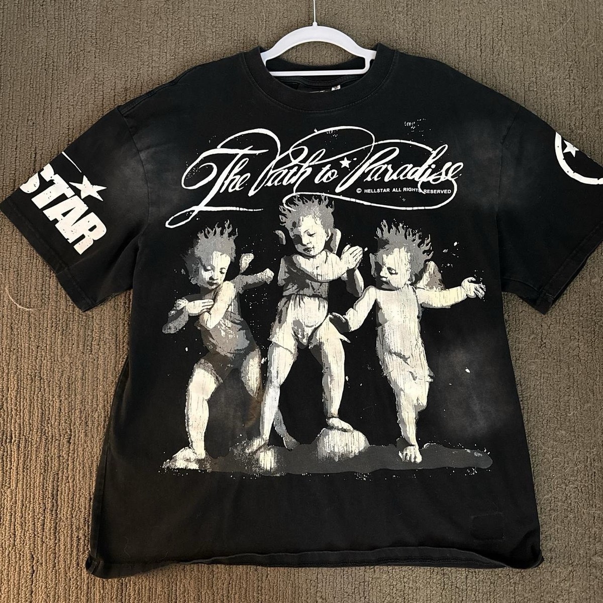 Hellstar デザインTシャツ Hellstar The Path to Paradise Men's Graphic Print Black T-Shirt