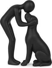 Dog Owner Statue 8x6 inch, Black Resin Dogs Sculpture, Loss of Dog Sympathy, ...