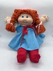 Vintage Cabbage Patch Kid 1982 Green Eyes Red Hair Pony Tails Blue Dress 18”