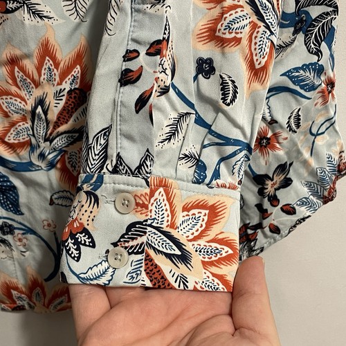 Chico's Sand Wash Satin Paisley Floral Print Shirt Button Up Size 2 US 12/14 - Picture 9 of 15