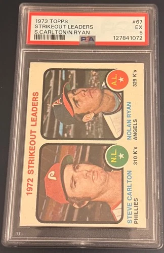 1973 Topps League Leaders Nolan Ryan, Steve Carlton #67 PSA 5 FRESHLY GRADED!!!