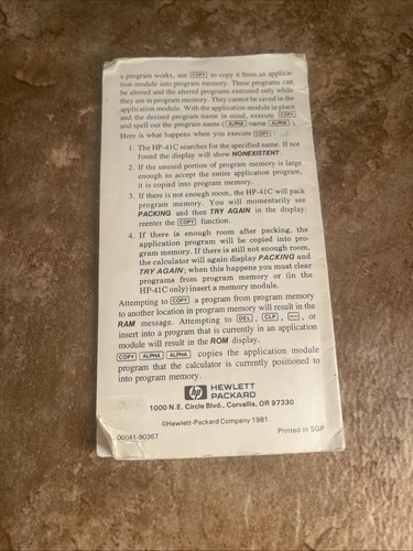 Hewlett Packard HP 41CV wissenschaftlicher RPN Taschenrechner, Umfrage PAC Modul, 2 Overlays - Bild 11 von 13