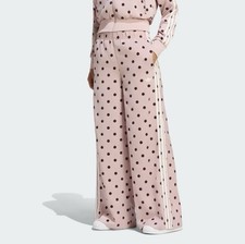 Adidas Satin Polka Dots Wide Leg Track Pant Dual Lilac Pink size M LI2843
