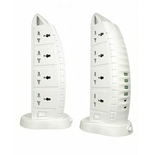 2M Tower Extension Lead 8 Way Outlets with USB Slots Multi Plug Extension Tower