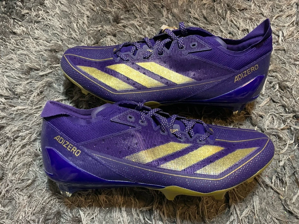 adidas Adizero Electric SM Purple Gold Football Cleats Men’s Size 12 New JH8635 - Image 2 of 4