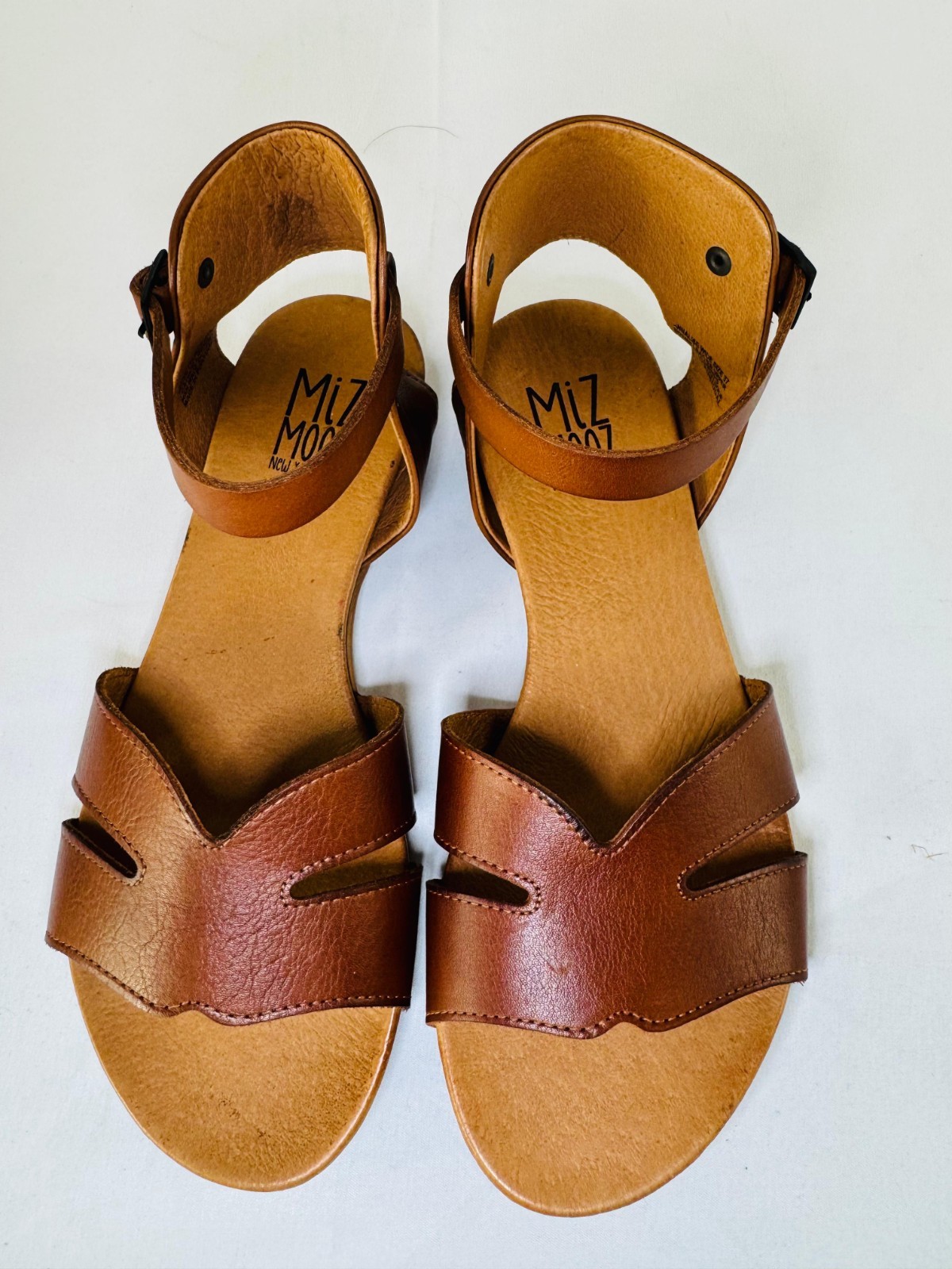 Miz Mooz Annalise Women's Tan Leather Flat Sandals Size 9