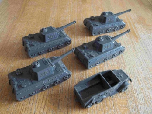 1990's MARX Recast full set of 4 grey German Tanks and an Armored Car