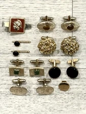 Lot Of 6 Pairs Of  Vintage Swank etc Cuff Links  Shirt Studs - Gold Tone + extra