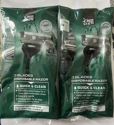 8 X Cien Men Triple Blade 3 blade Disposable Razors (2 Pack = 8 Razor ...