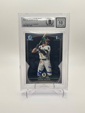 Jacob Wilson Signed 2023 Bowman Chrome Draft #BDC-121 Beckett 10 AUTO Athletics