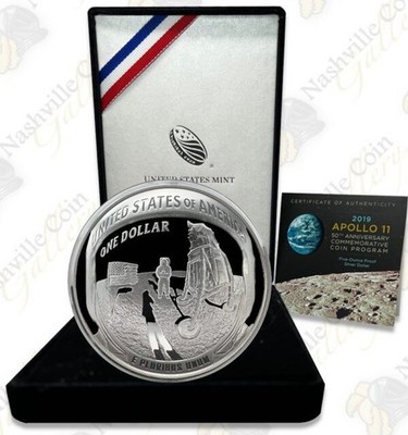 5 oz 2019-P Apollo 11 50th Anniversary  0.999 Silver Dollar Proof w/ OGP Box COA