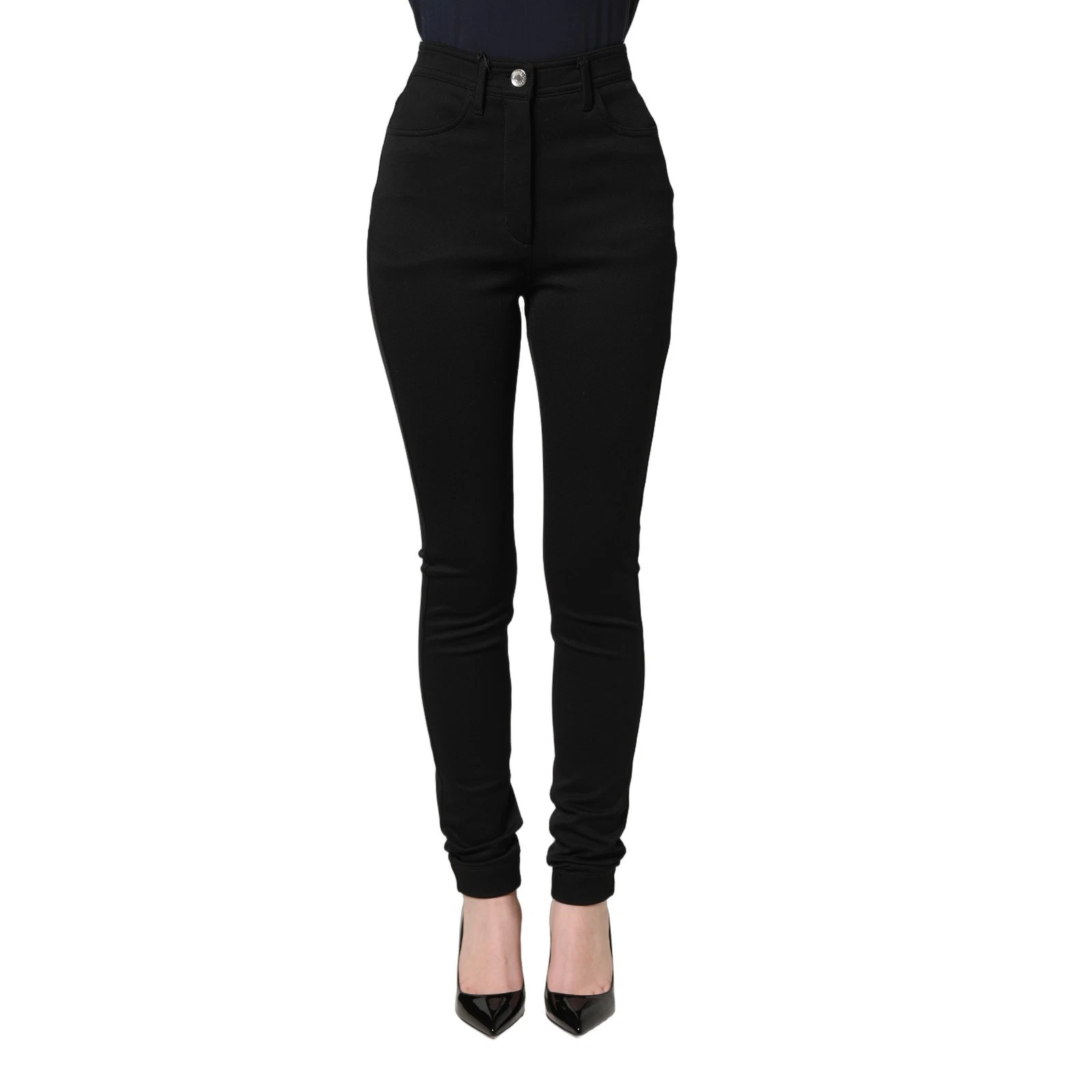 DOLCE & GABBANA Pants Black Nylon Stretch Skinny High Waist IT38/US4/XS 670usd