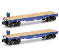 2 PACK - O Gauge 10-1/2" Flat Cars - CSX - New Item - Never Ran