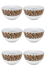 Müslischalen 6er Set Schalen Schüssel Porzellan Leopard Weiß Braun Schwarz Ø14cm