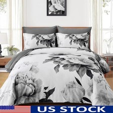 Elegant Floral Comforter Set Queen 7 Piece Bed in Bag Soft Microfiber Bedding US