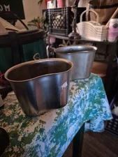 AUTHENTIC US MILITARY METAL CANTEEN CUP 1 QUART WIRE HANDLE