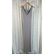 Stylish Women's Medium Forever 21 Blue & White Striped Sleeveless Maxi Dress
