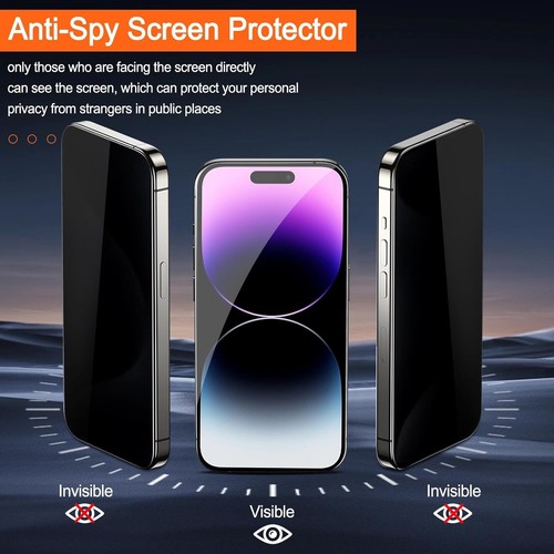 MONASAY Privacy Glass Screen & Camera Lens Protector for iPhone 14 Pro Max - 第 5/6 張圖片