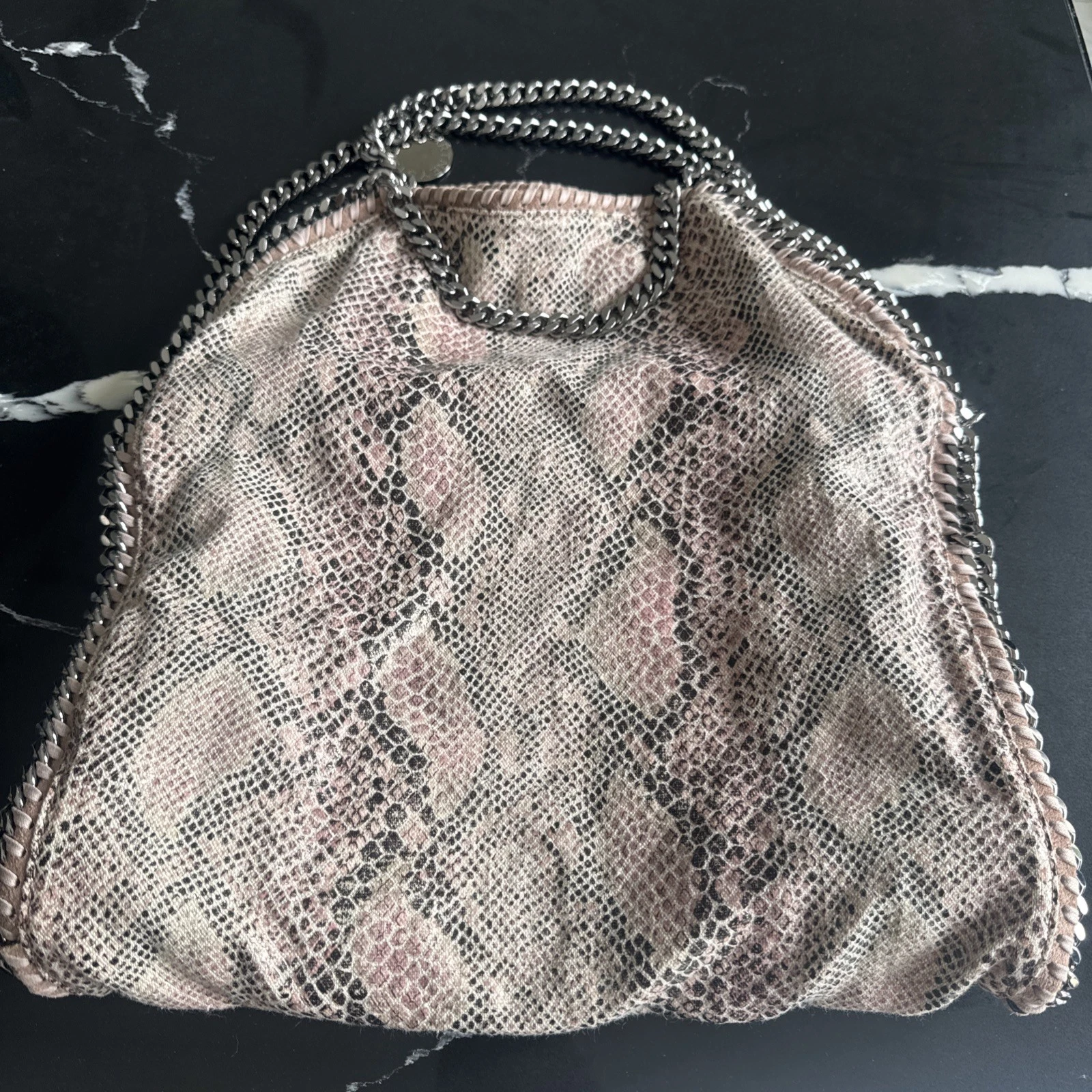 Stella McCartney — Stella Mccartney Grey Python Large Falabella Bag