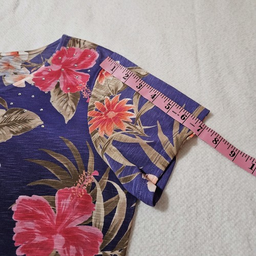 WOMENS RUBY RD PURPLE MULTICOLORED SHORT-SLEEVE TUNIC BLOUSE SIZE MEDIUM - Bild 10 von 13