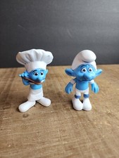 2013 McDonalds Smurf Movie Figurine Panicky  Chef Lot of 2 Peyo Schleich