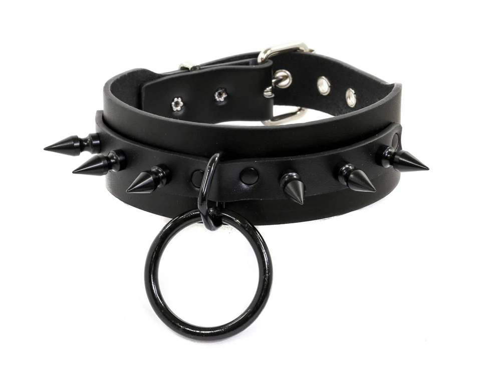 Punk Moda NEGRO Spike Bondage Hecho a Mano NEGRO Gargantilla Collar Hebilla Foto 2 de 3