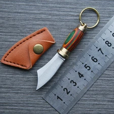 Mini Portable Paper Cutter keychain Knife with Leather Sheath Outdoor Travel EDC