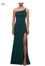 LA FEMME ONE SHOULDER JERSEY EMERALD GOWN DRESS sz 0