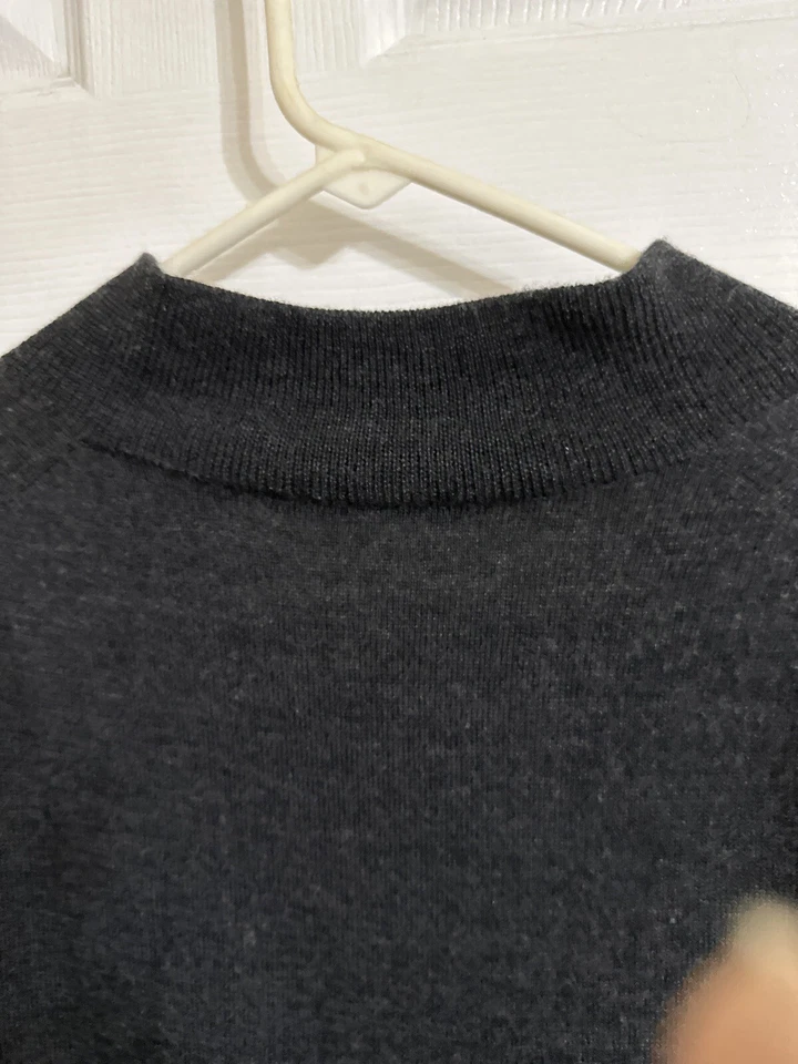 Saks Fifth Avenue  Size XL Merino Wool Blend Gray 1/4 Zip Men Sweater - Image 3 of 4