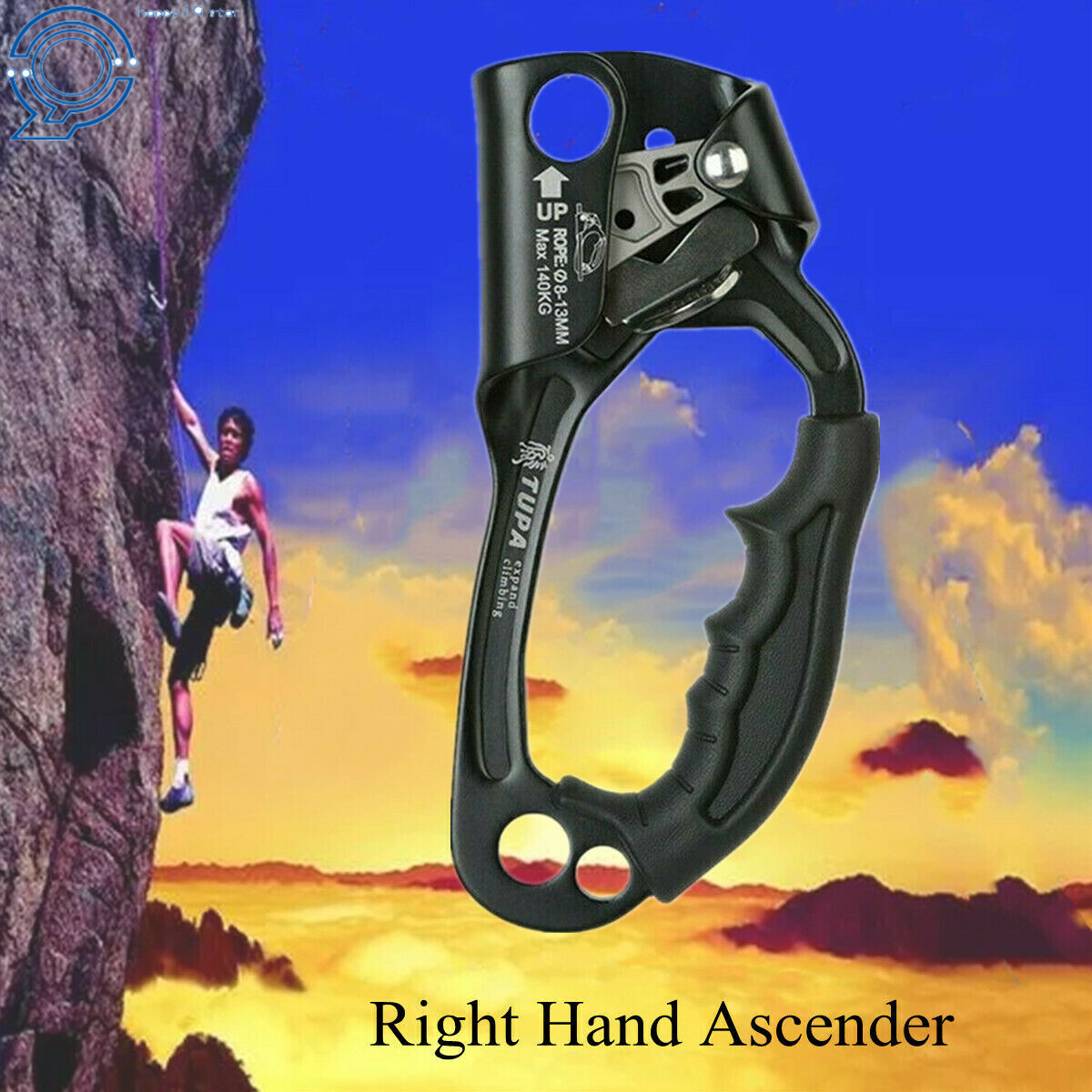 L/R Hand Ascender Rock Climbing Tree Arborist Rappelling Gear Rope