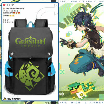 Anime Genshin Impact Kinich Rucksack Men Teens Travel Backpack Outdoor Bags