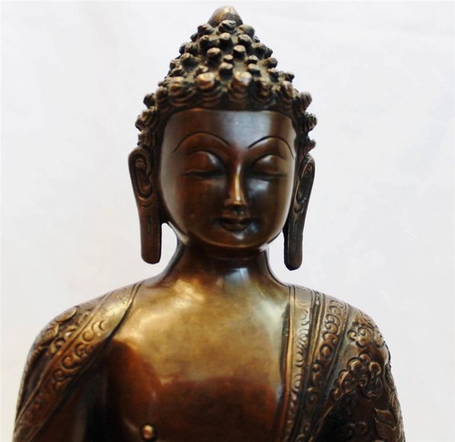 F644 Beautiful Brass Statue of Shakyamunii Buddha 12.75" Tall, Made in Nepal - Picture 4 of 9