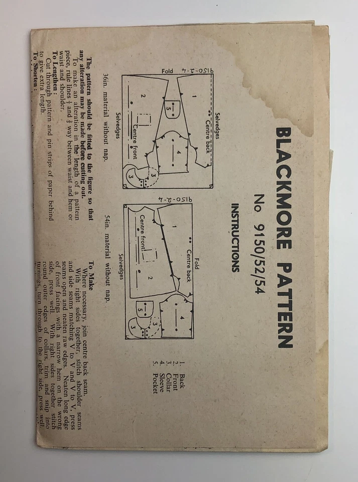 1950's Vintage Sewing Pattern Childs Dressing Gown Blackmore 9152 Size 3-4 Yrs - Image 4 of 4