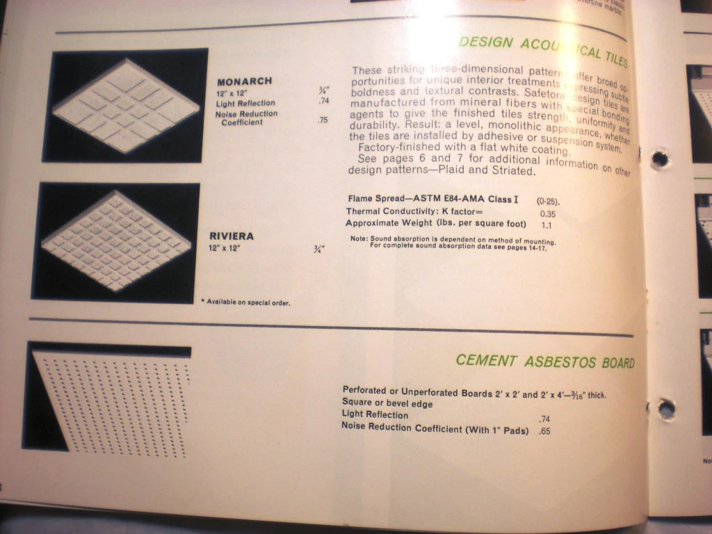 Celotex Acoustical Ceiling Tile Asbestos Shelly Lighting