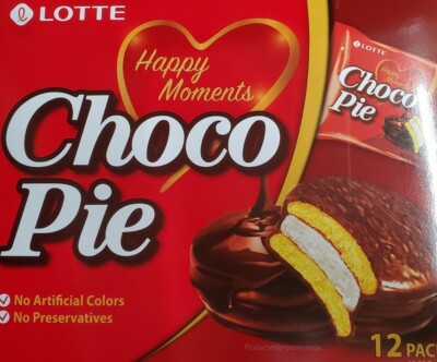 One 11.85oz Pkg LOTTE Choco Pie 12 Individually Wrapped Chocolate