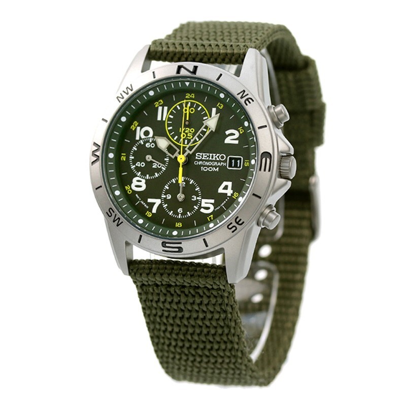 SEIKO 腕時計セット Seiko Chronograph SND377P2 SND377R Green Stailess Steel