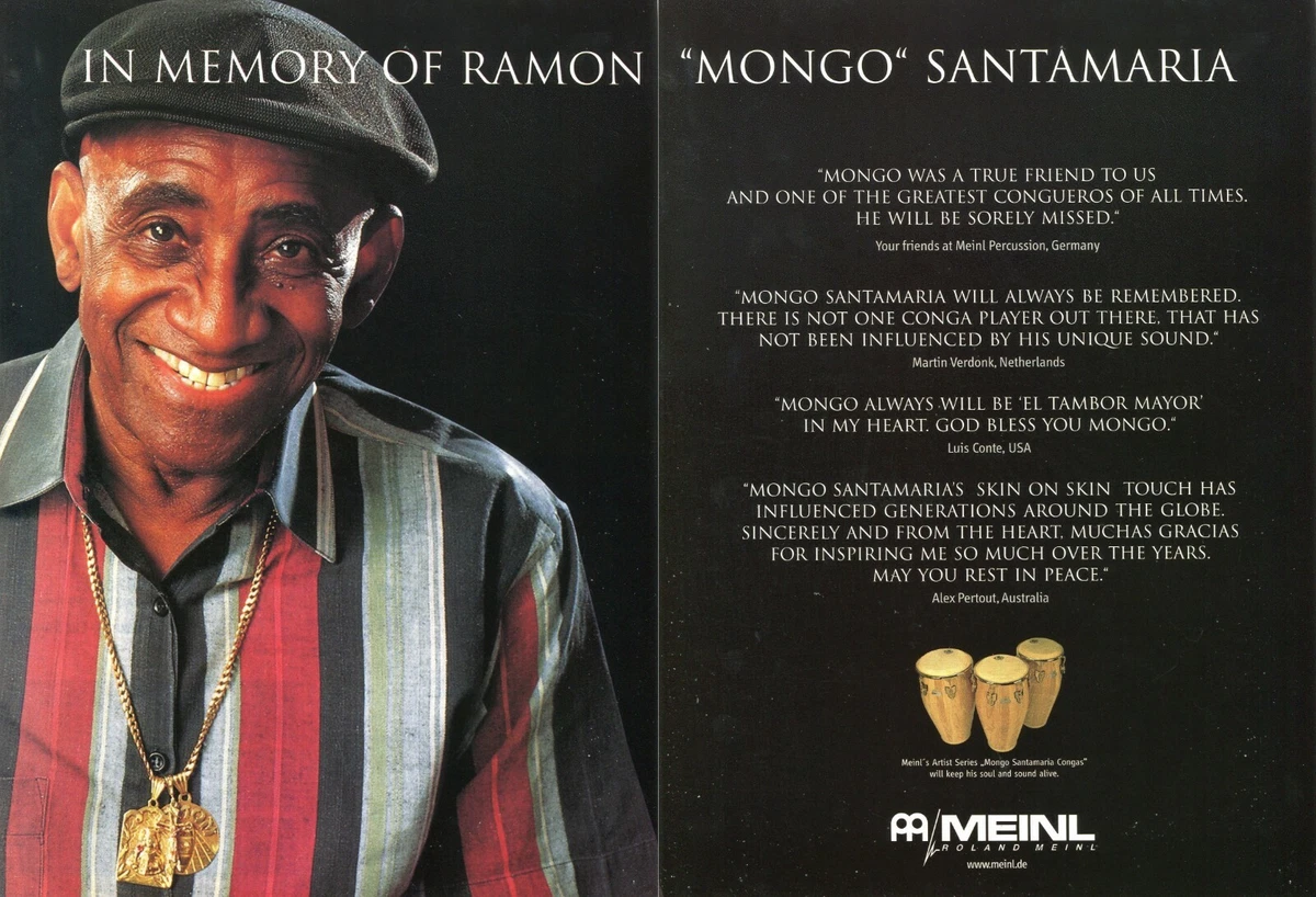 2003 2pg Print Ad of Roland Meinl Congas Ramon Mongo Santamaria