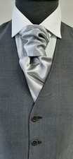 Men's Silver Satin Scrunch Tie Cravats Perfect For A Wedding