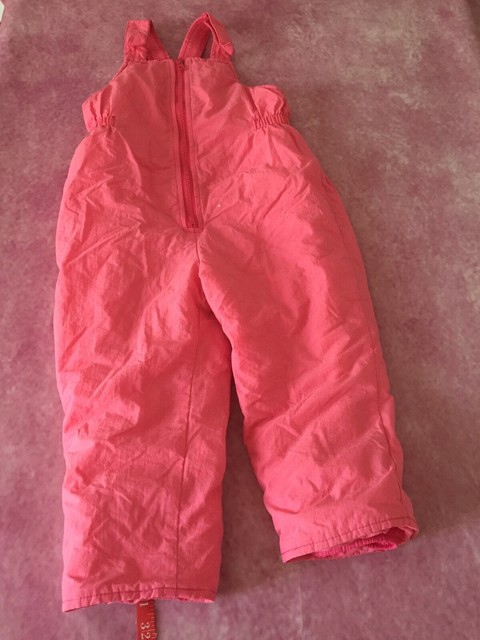 Girls Pink Snow Bib Overalls See Measurements For Size Insulated | eBay