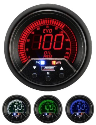 #ad Digital Oil Pressure Gauge Premium EVO 60mm 2 3 8quot; 4 color Red Blue Green White $135.00