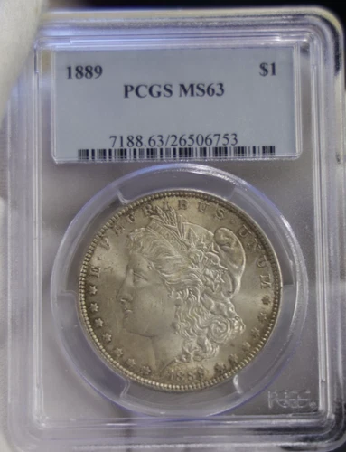 1889 US Morgan Silver Dollar $1 PCGS MS63 Nice Original Toning